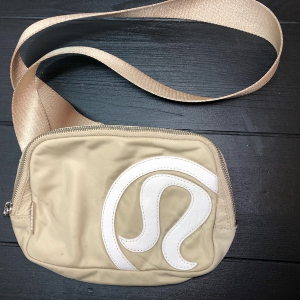 lululemon athletica Beige Belt Bag with White Logo